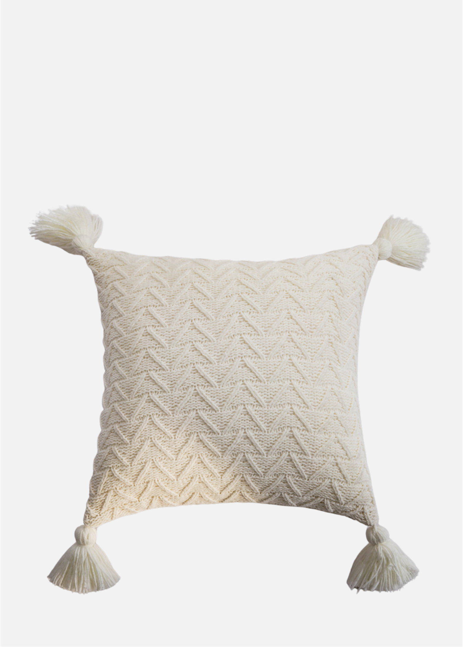 KNITTED CUSHION COVER  | WHITE