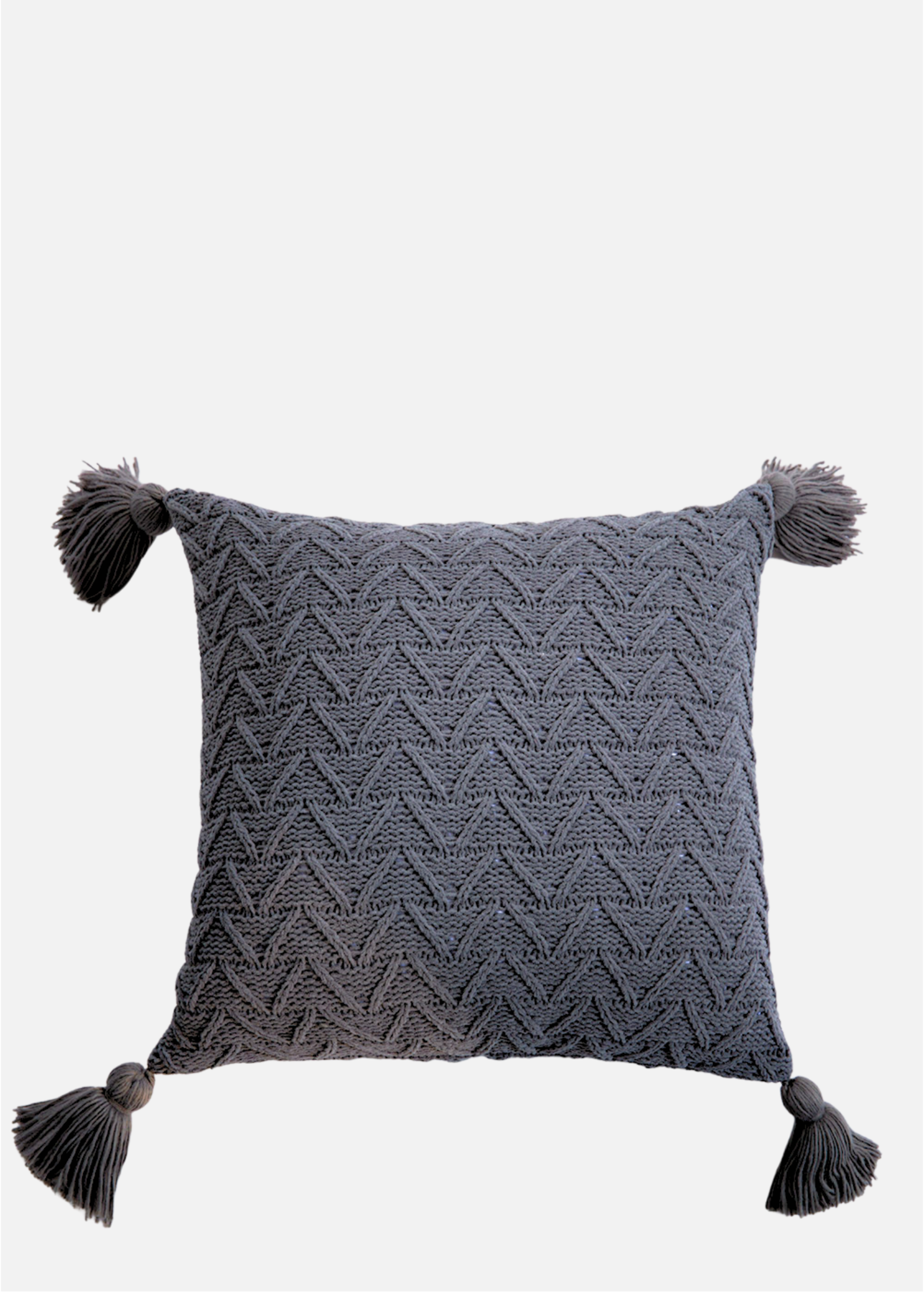 KNITTED CUSHION COVER  | DARK GREY